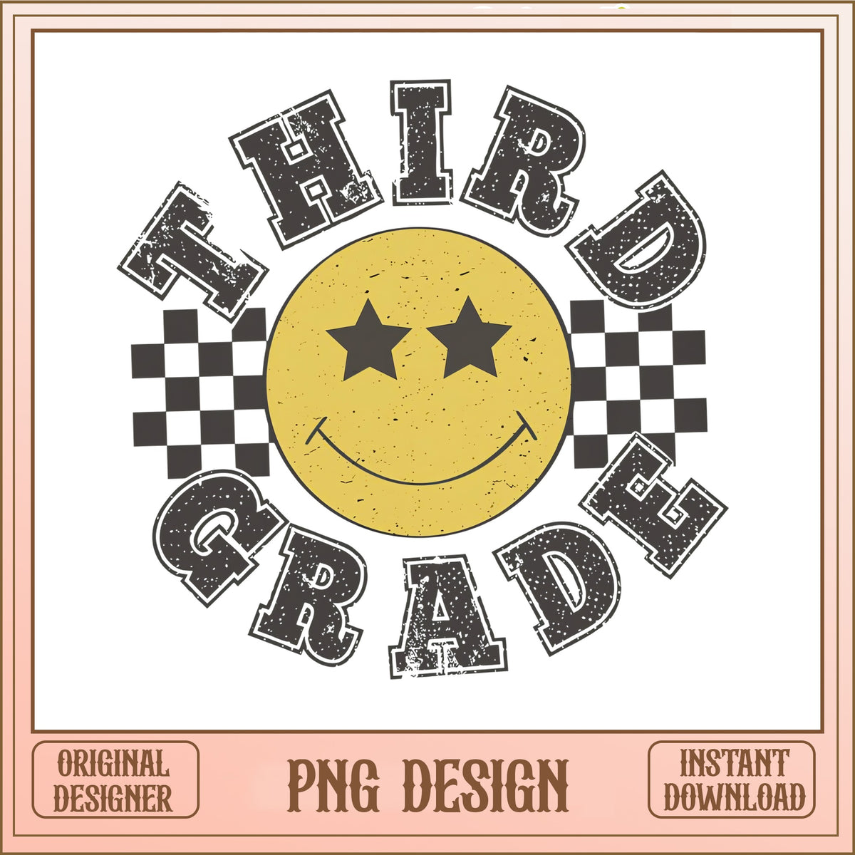 Retro Third Grade Smile Face PNG, 3rd Grade PNG, School PNG