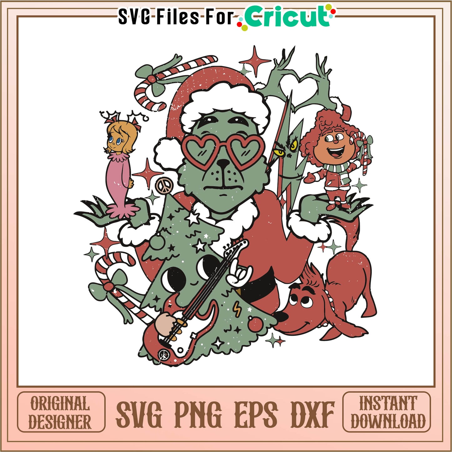 Retro christmas grinch friends svg, original grinch cartoon svg