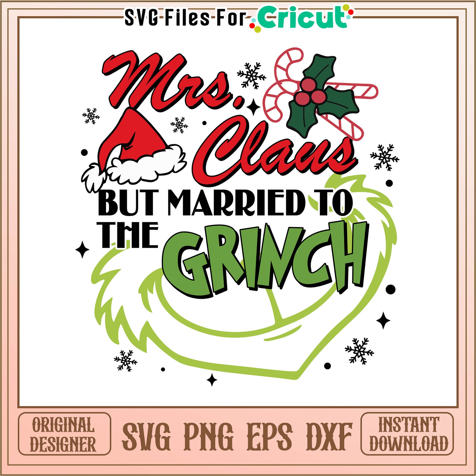 Retro claus but married to the grinch svg, the cartoon grinch svg