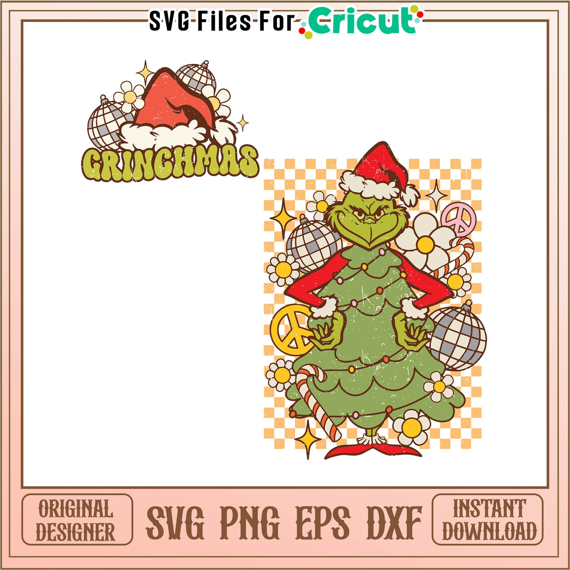 Retro grinchmas christmas tree svg, grinch christmas tree​​ svg