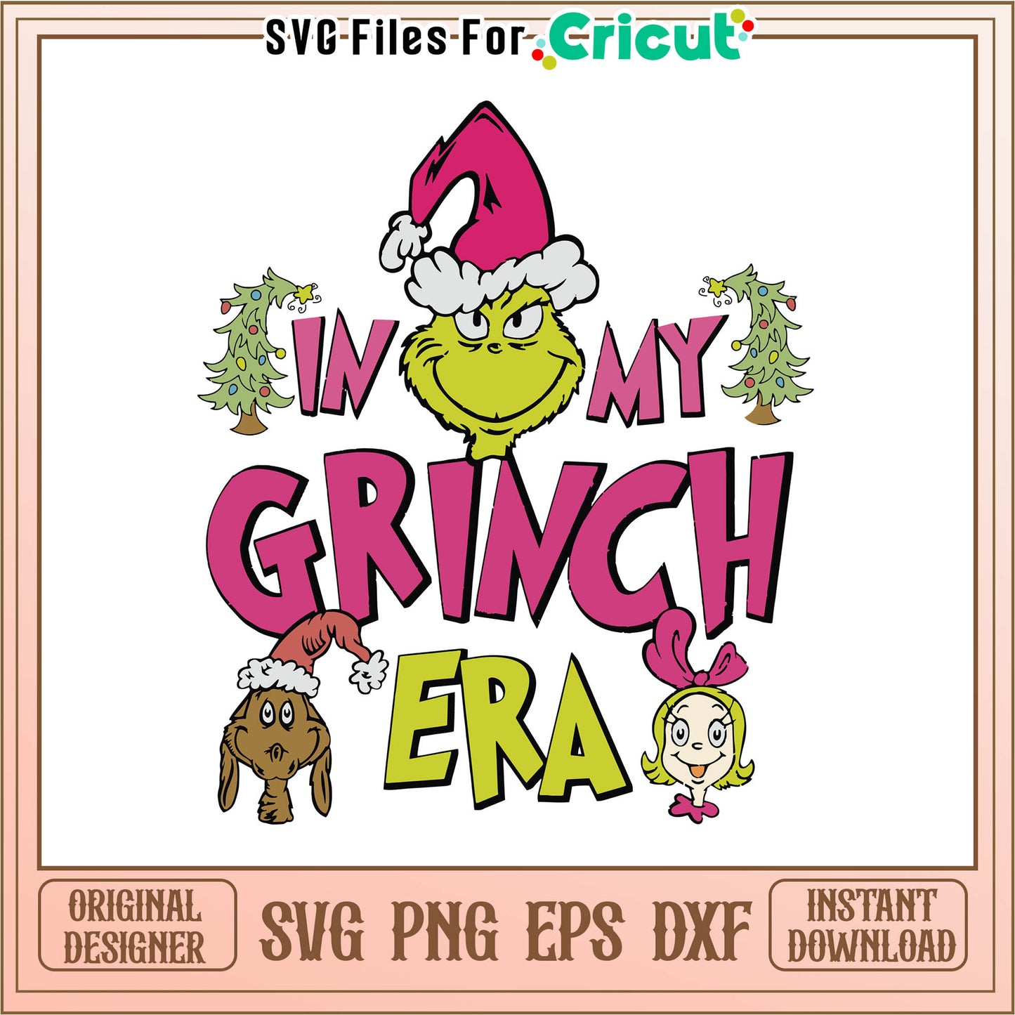 Retro in my grinch era characters svg, the grinch cartoon film​​ svg