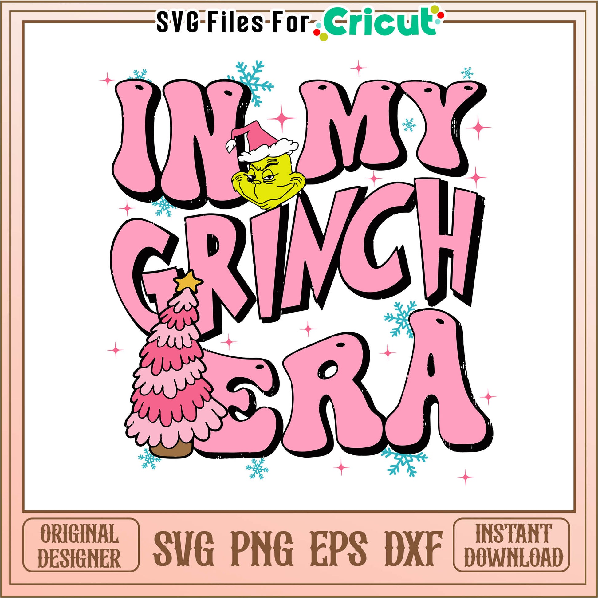 Retro in my grinch pink christmas tree svg, grinch christmas tree​ svg