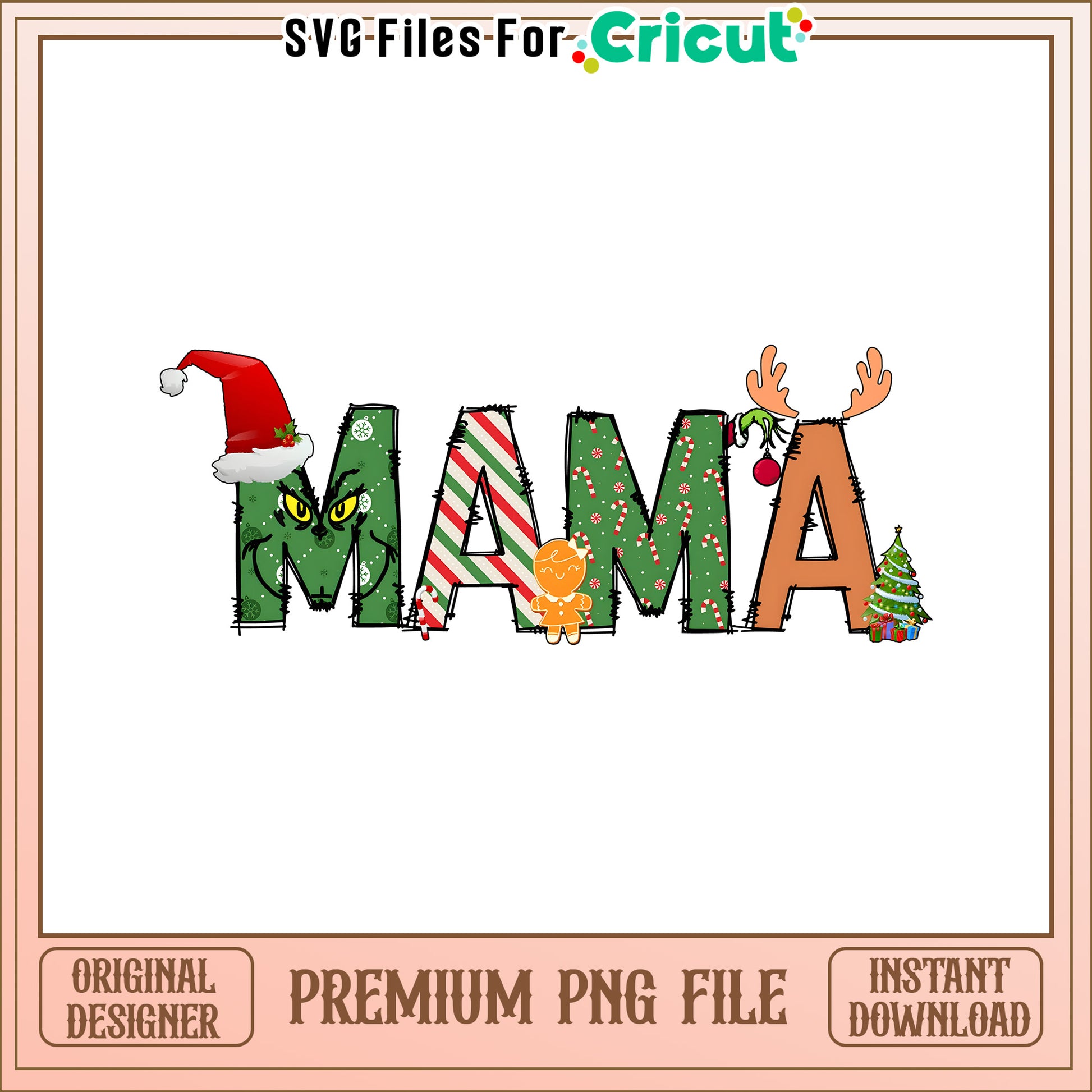 Retro mama grinch christmas png, grinch cartoon drawing​ png