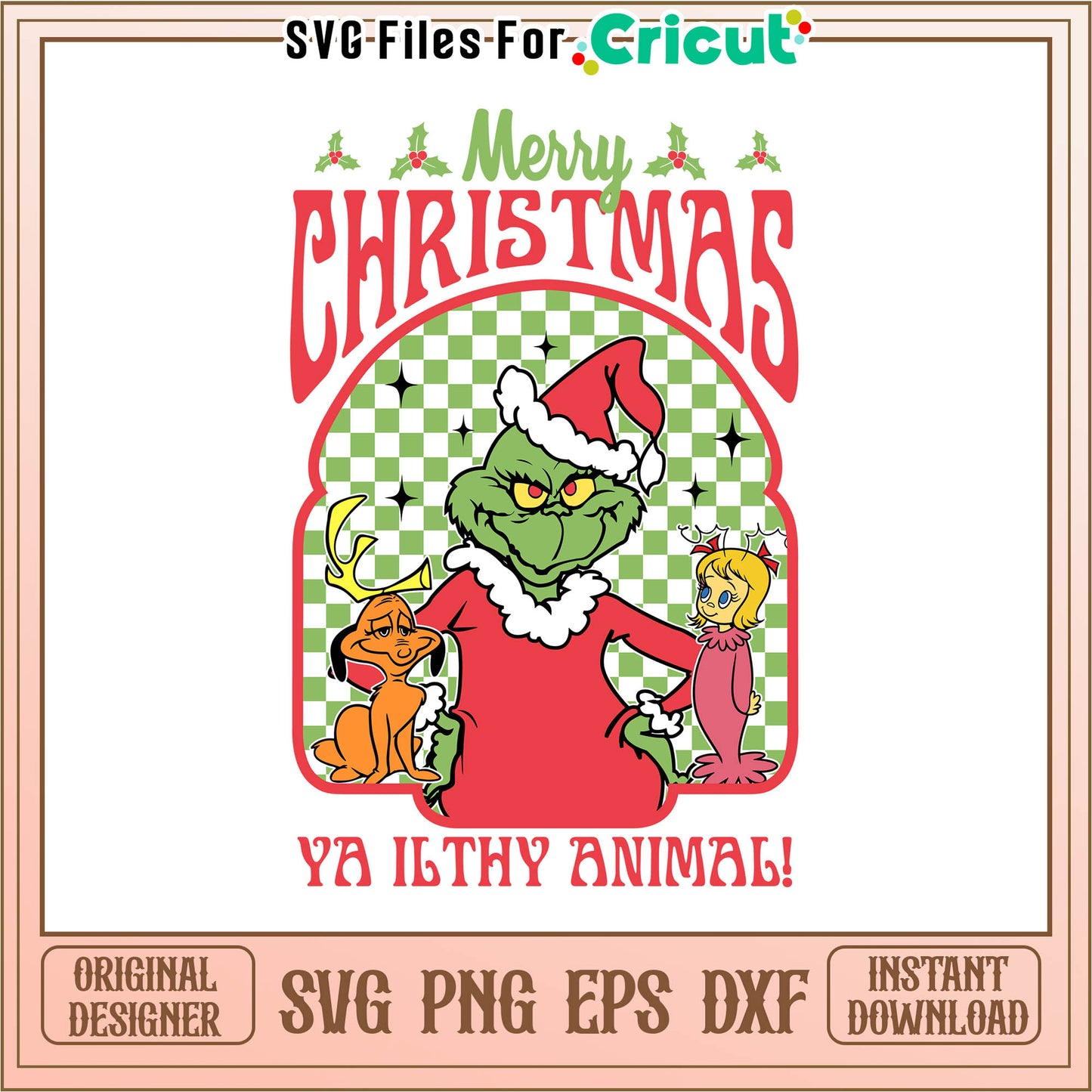 Retro merry christmas ya ilthy svg, the grinch pictures cartoon​​ svg