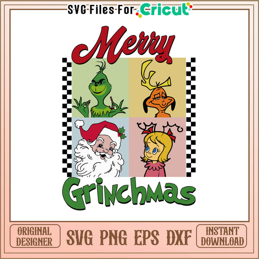 Retro merry grinchmas santa claus svg, the grinch the cartoon​ svg