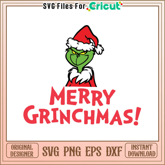 Retro merry grinchmas santa hat svg, merry grinchmas​​ svg