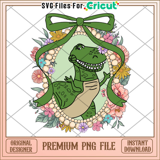 Rex Dinosaur Floral PNG Sublimation