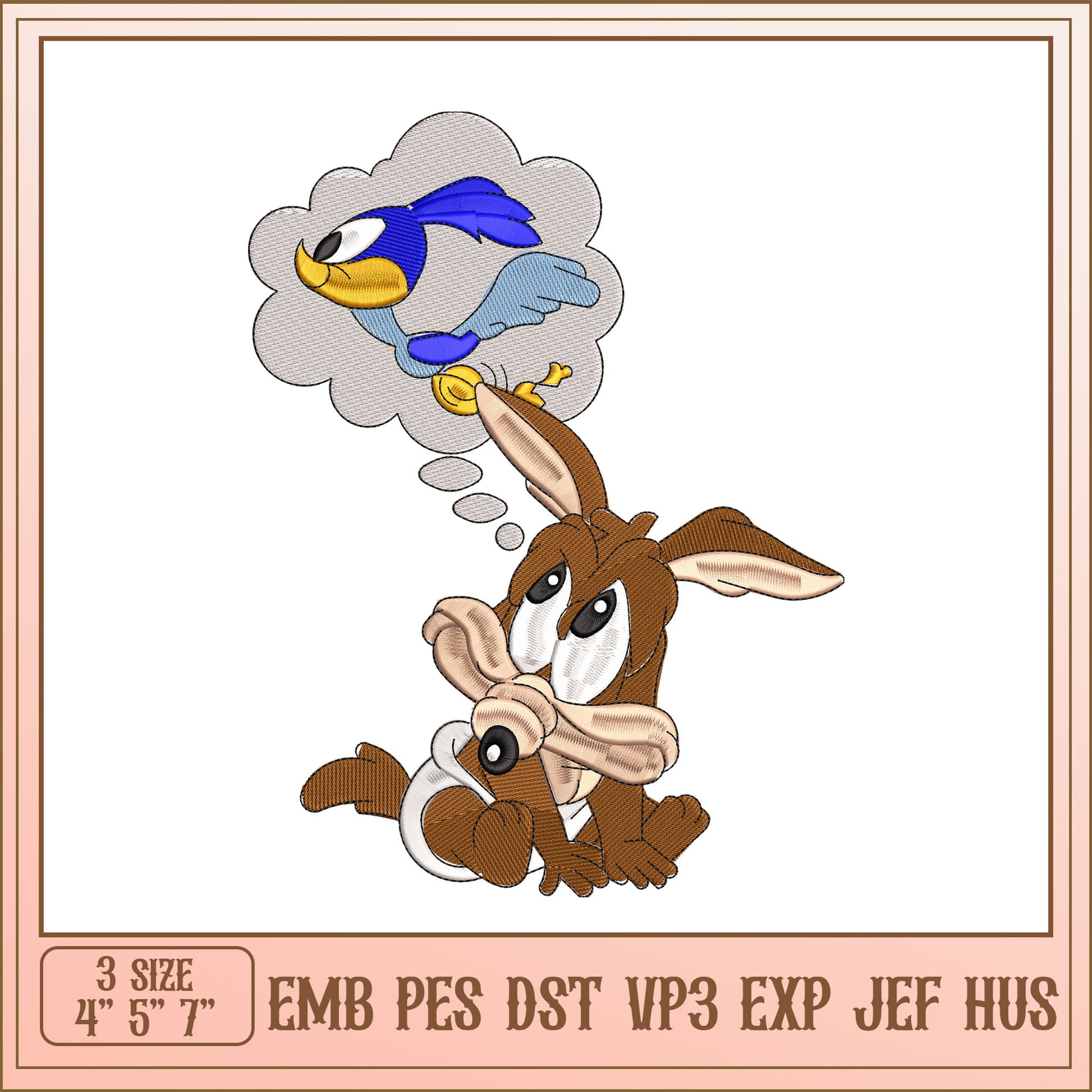 Road Runner Wile E Coyote Embroidery Design
