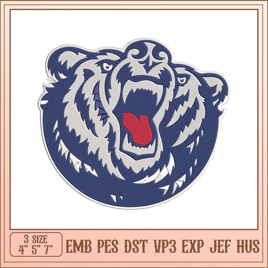 Roaring Bear Embroidery Design