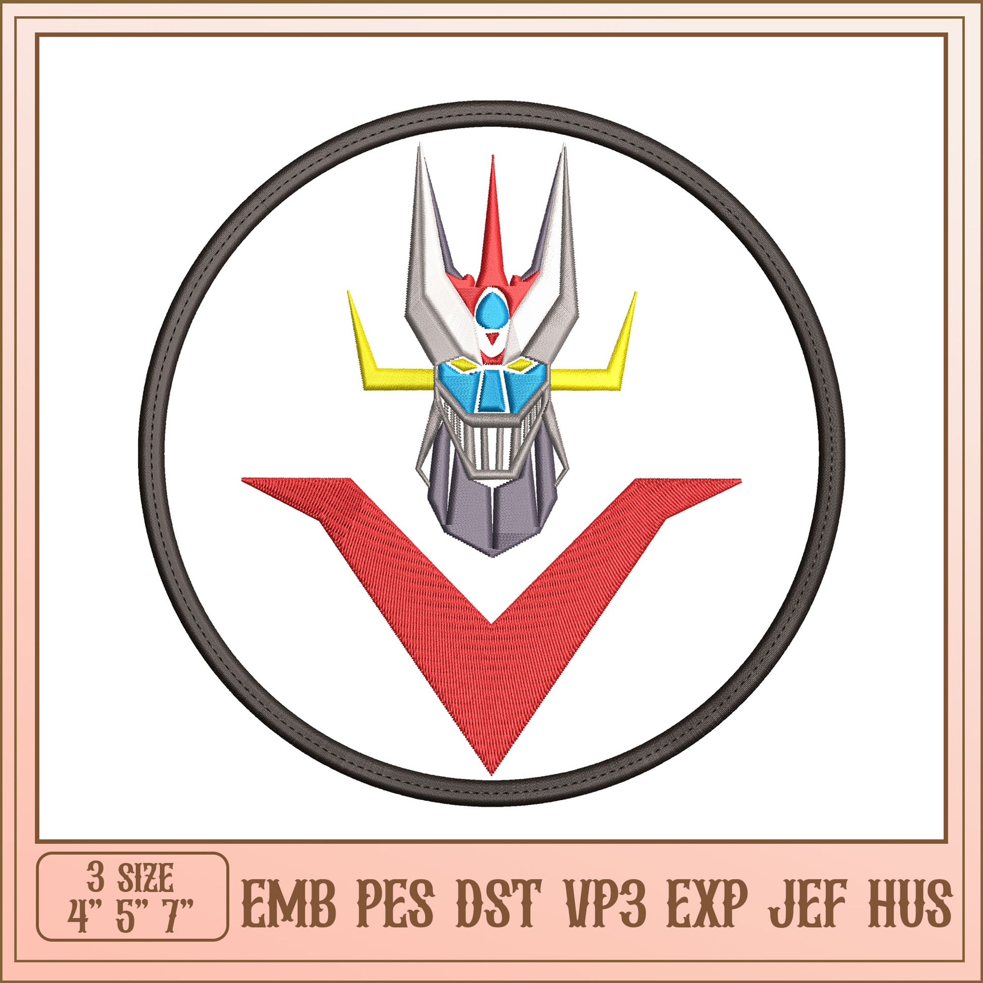 Robot Head Embroidery Design