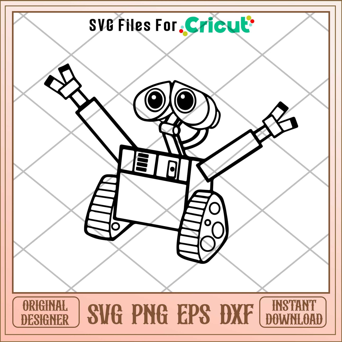 Robots know how to love Coloring svg, walle svg, digital dowload