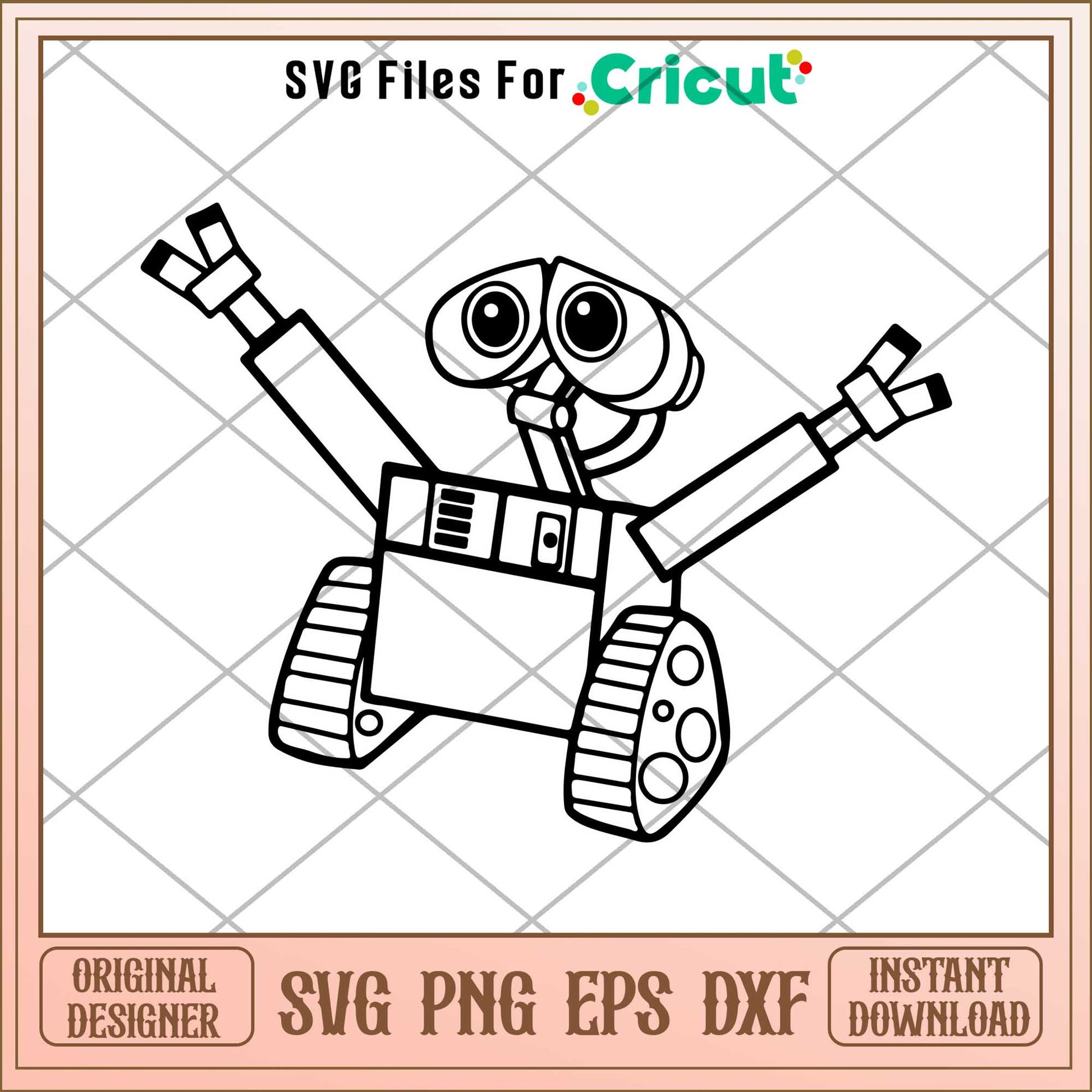 Robots know how to love Coloring svg, walle svg, digital dowload