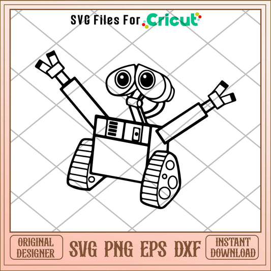 Robots know how to love Coloring svg, walle svg, digital dowload