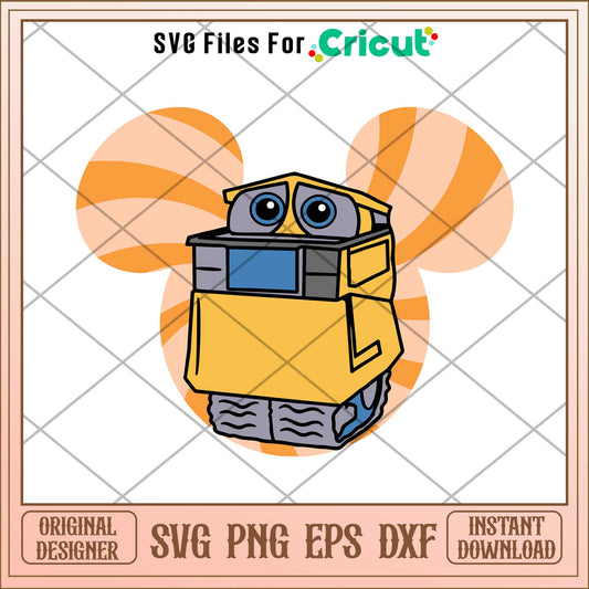 Robots know how to love mickey head svg, walle svg, digital dowload