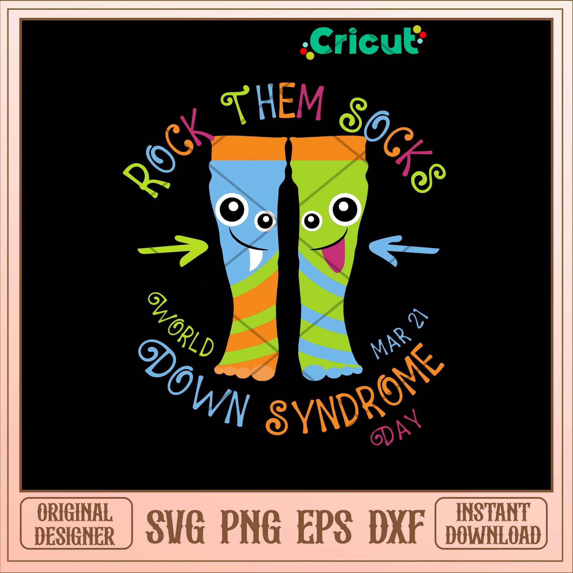 Rock Them Socks World Down Syndrome Awareness Day Svg, Png Dxf Eps File-Svgfilesforcricut