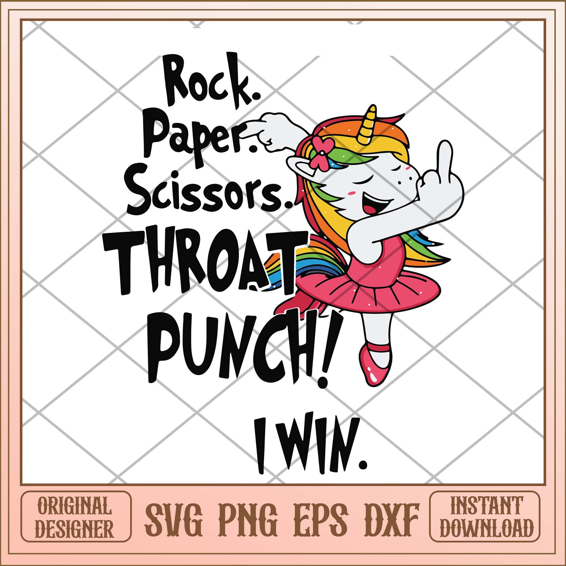 Rock paper scissors throat punch i win unicorn svg, Unicorn funny saying svg