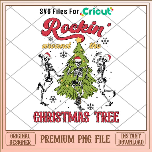 Rockin' around the christmas tree png, skeleton santa hat png
