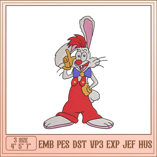 Roger Rabbit Embroidery Design - 3 Sizes