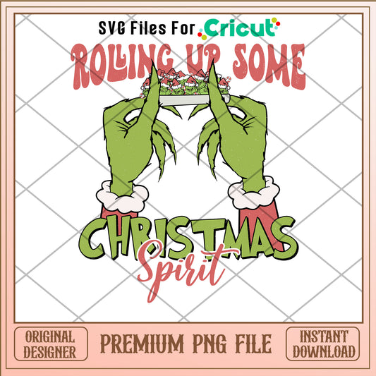 Roling up some christmas spirit png, the grinch png, christmas png