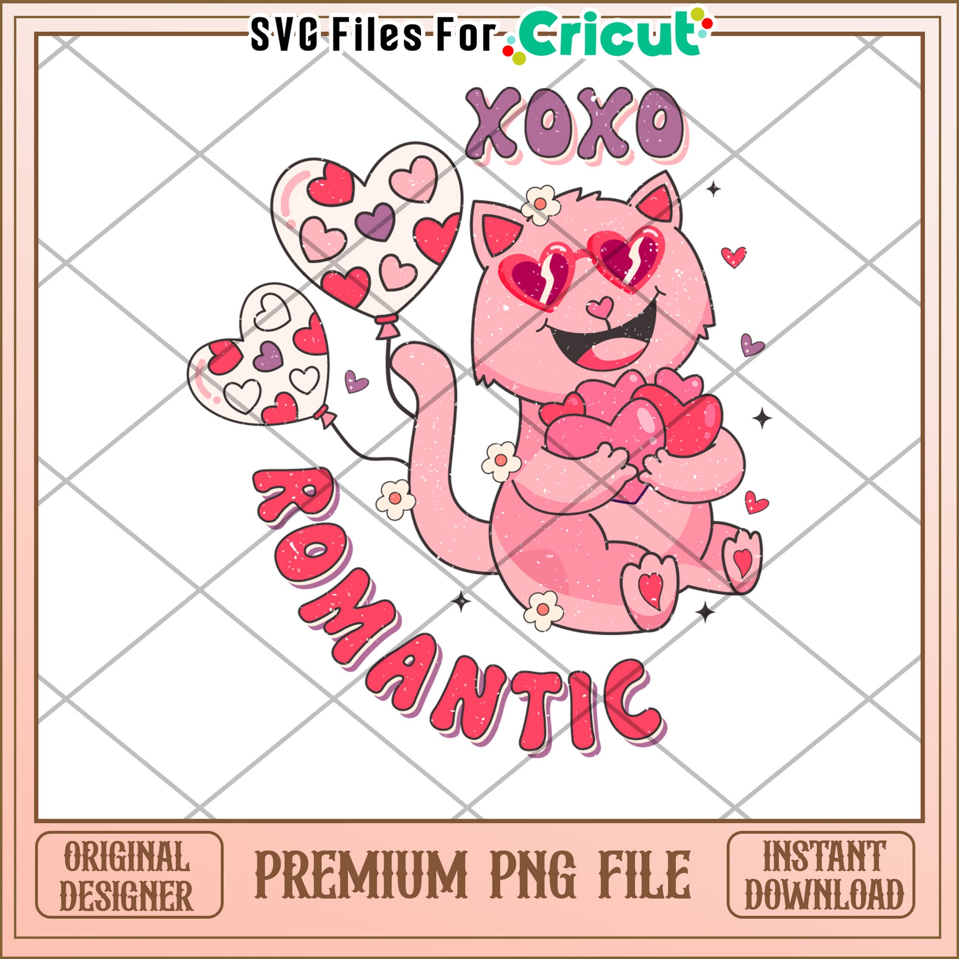 Romantic Cat PNG Valentines Day Design