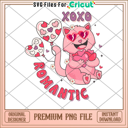 Romantic Cat PNG Valentines Day Design