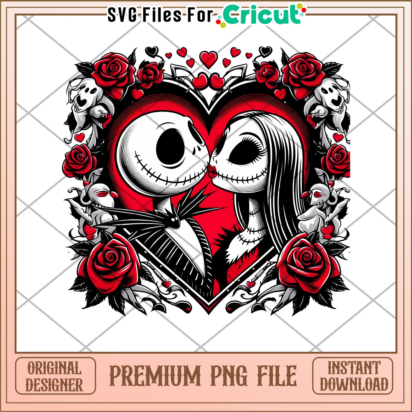 Romantic Halloween Lovers Heart PNG for Cricut Projects