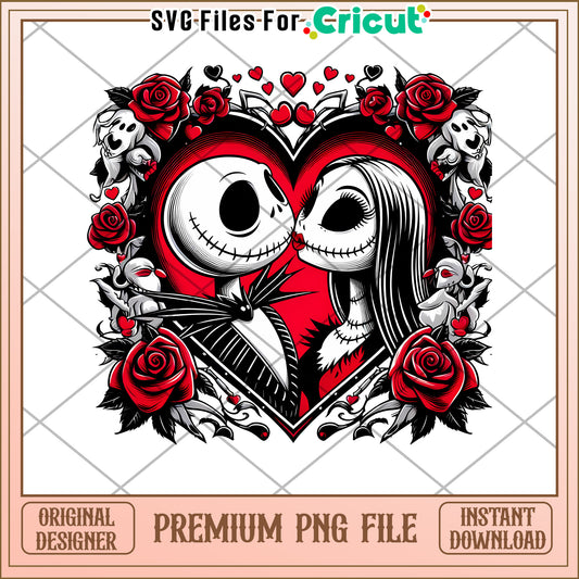 Romantic Halloween Lovers Heart PNG for Cricut Projects