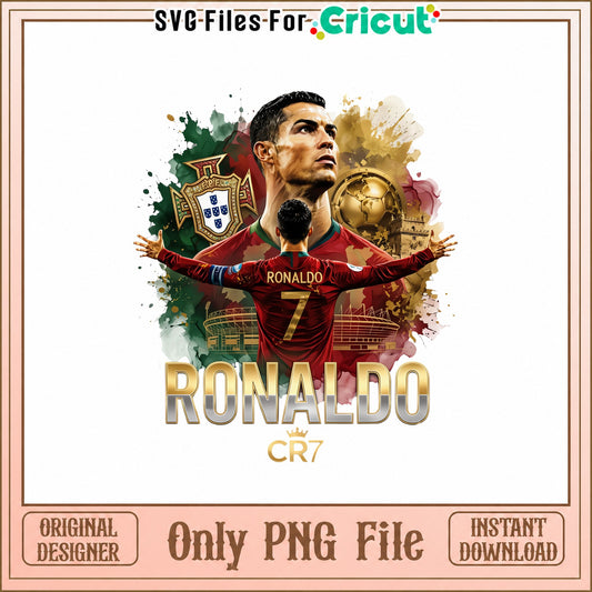 Ronaldo CR7 Portugal Soccer, Football Player Art, PNG File