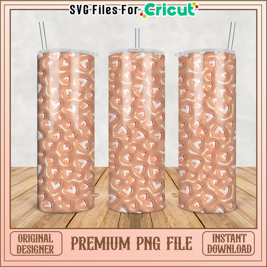 Rose Gold Hearts Tumbler PNG