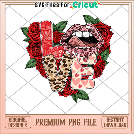 Roses Lips Love PNG Design