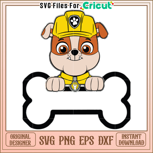 Rubble dog svg, paw patrol cartoon svg, rescue dogs svg