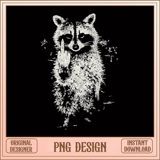 Rude Raccoon Flipping Off PNG, Funny Animal PNG, Sarcastic Shirt PNG