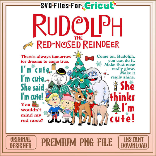 Rudolph the Red-Nosed Reindeer design, perfect for festive crafts