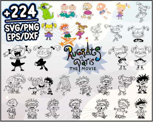 Rugrats coloring design bundle svg, rugrats cartoon characters​ svg