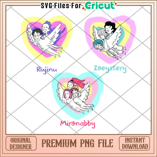 Rujinu zoeystery mironabby png, huntrix members png, huntrix toys png