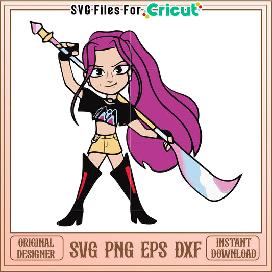 Rumi character svg, kpop band svg, kpop demon hunters svg