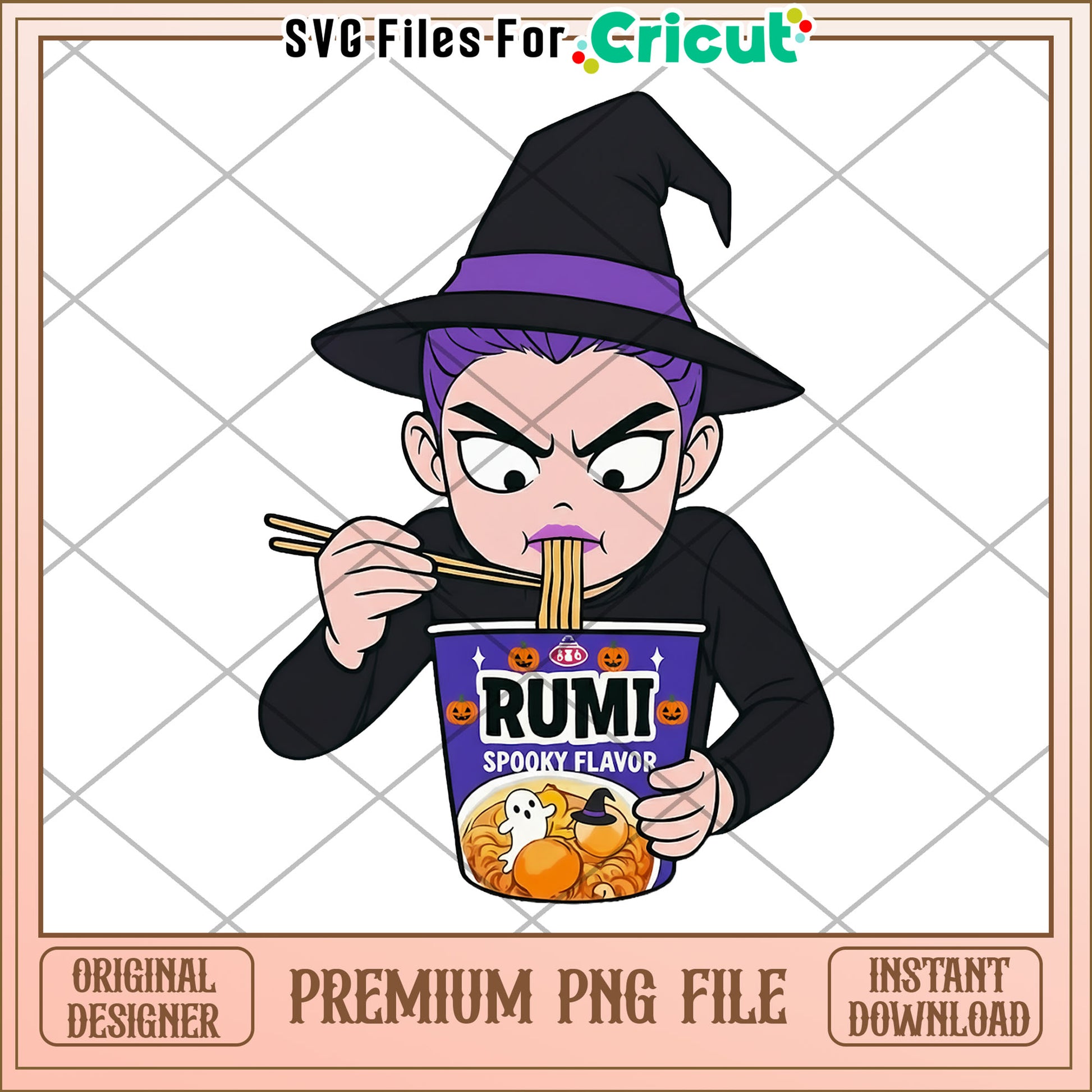 Rumi eating ramyeon png, kpop demon hunters png, halloween png