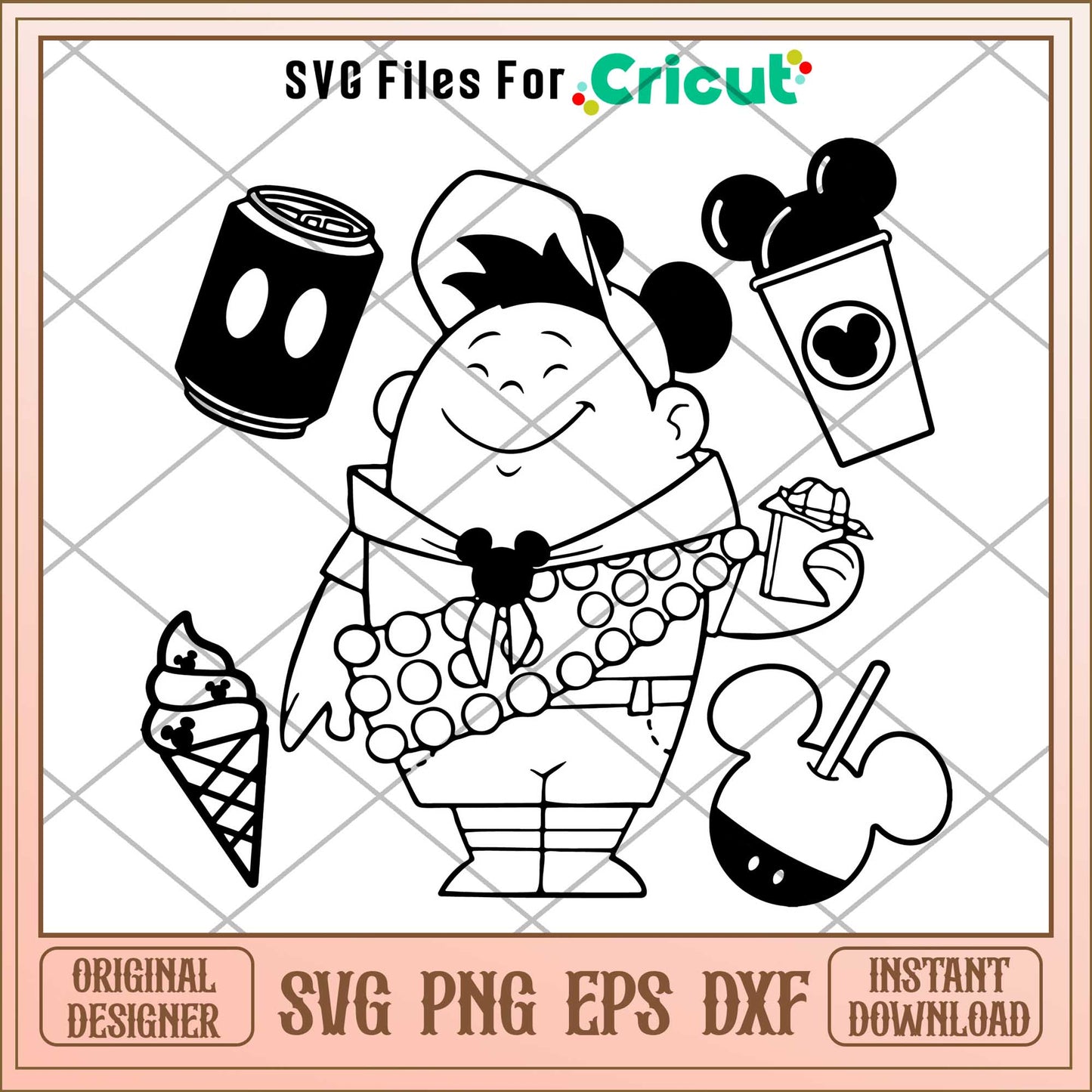 Rusell Up snack coloring svg,  up characters svg, digital dowload