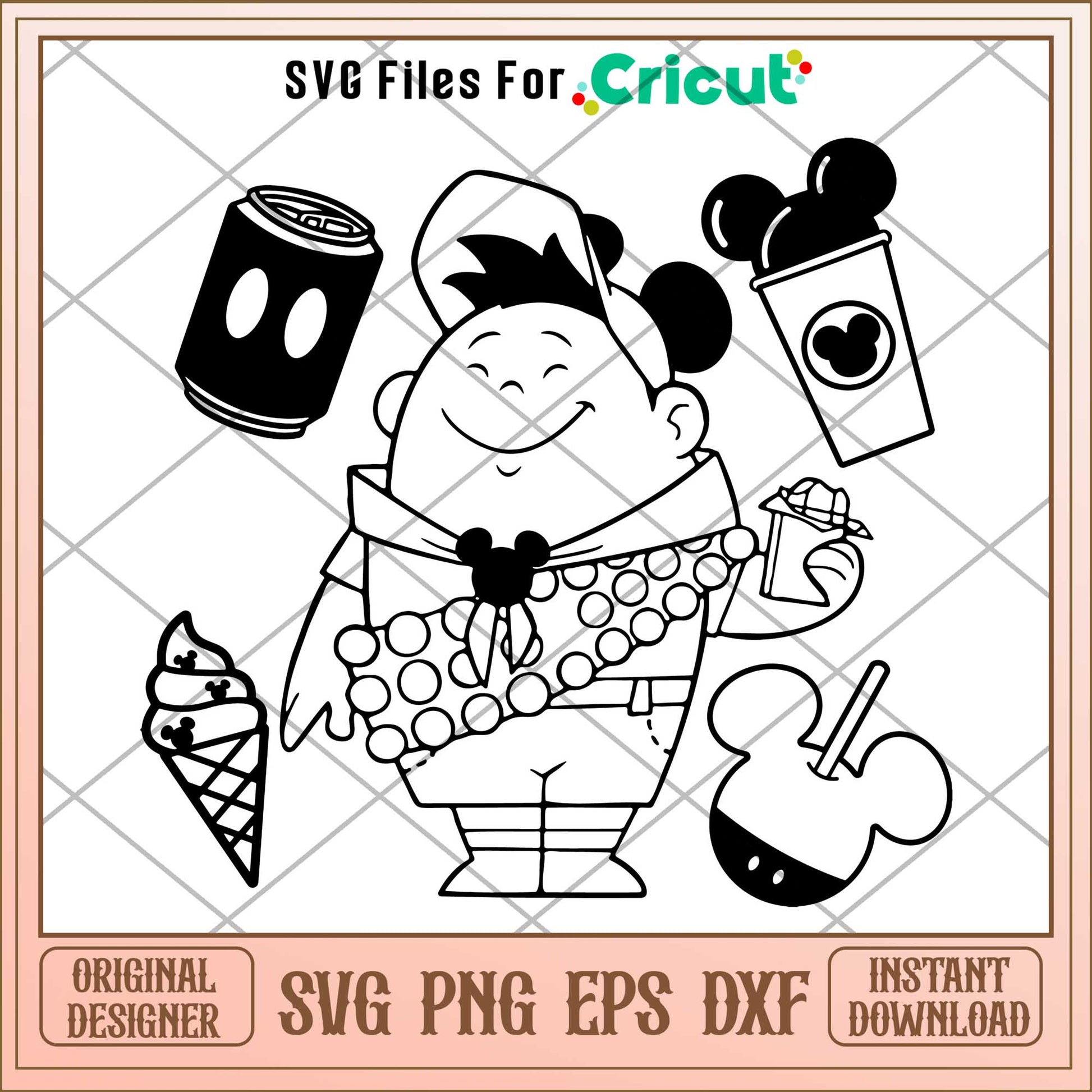 Rusell Up snack coloring svg,  up characters svg, digital dowload