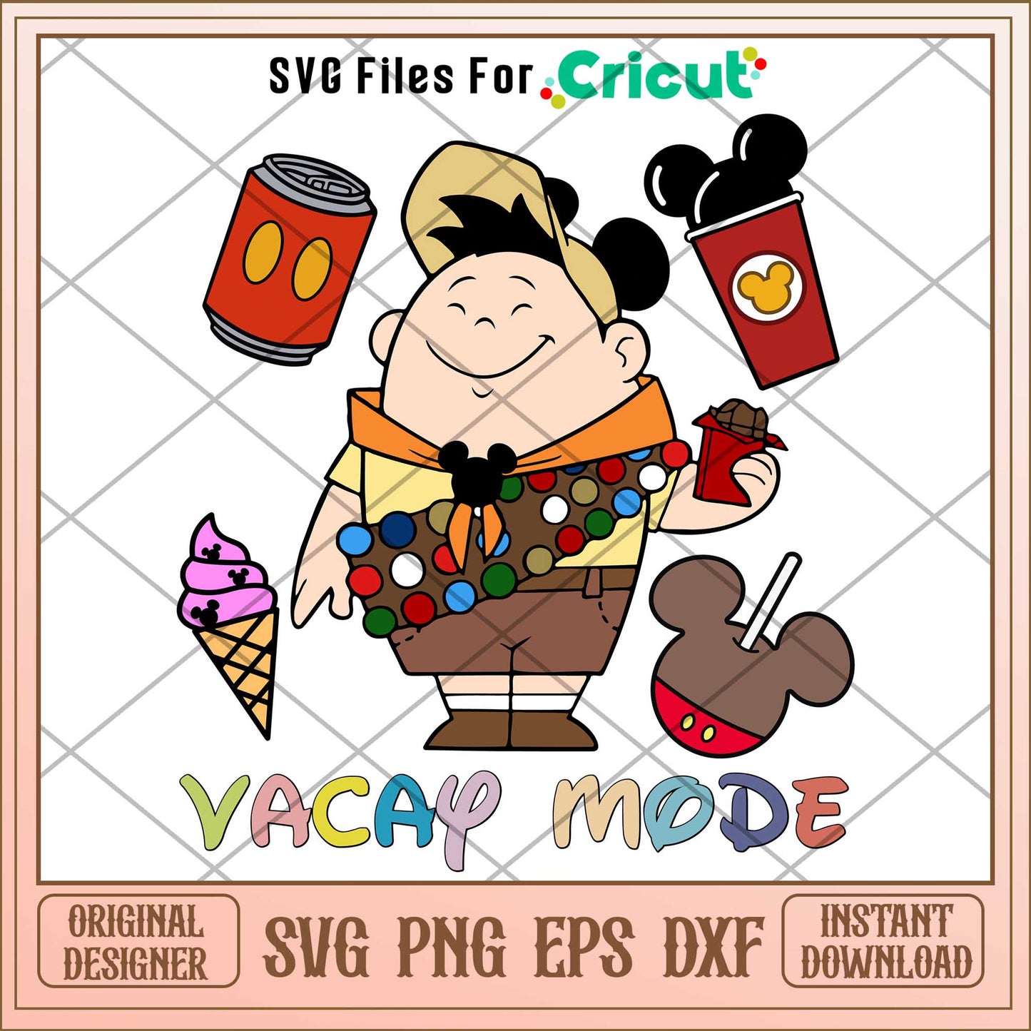 Rusell Up snack vacay mode  svg,  up characters svg, digital dowload
