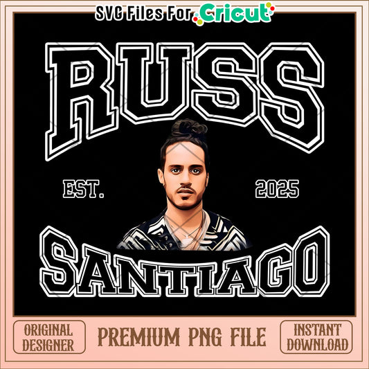 Russ Santiago black and white png, russ rapper png, aesthetic music png