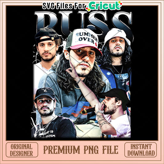 Russ logo design png, russ rapper logo png, minimal artist branding png