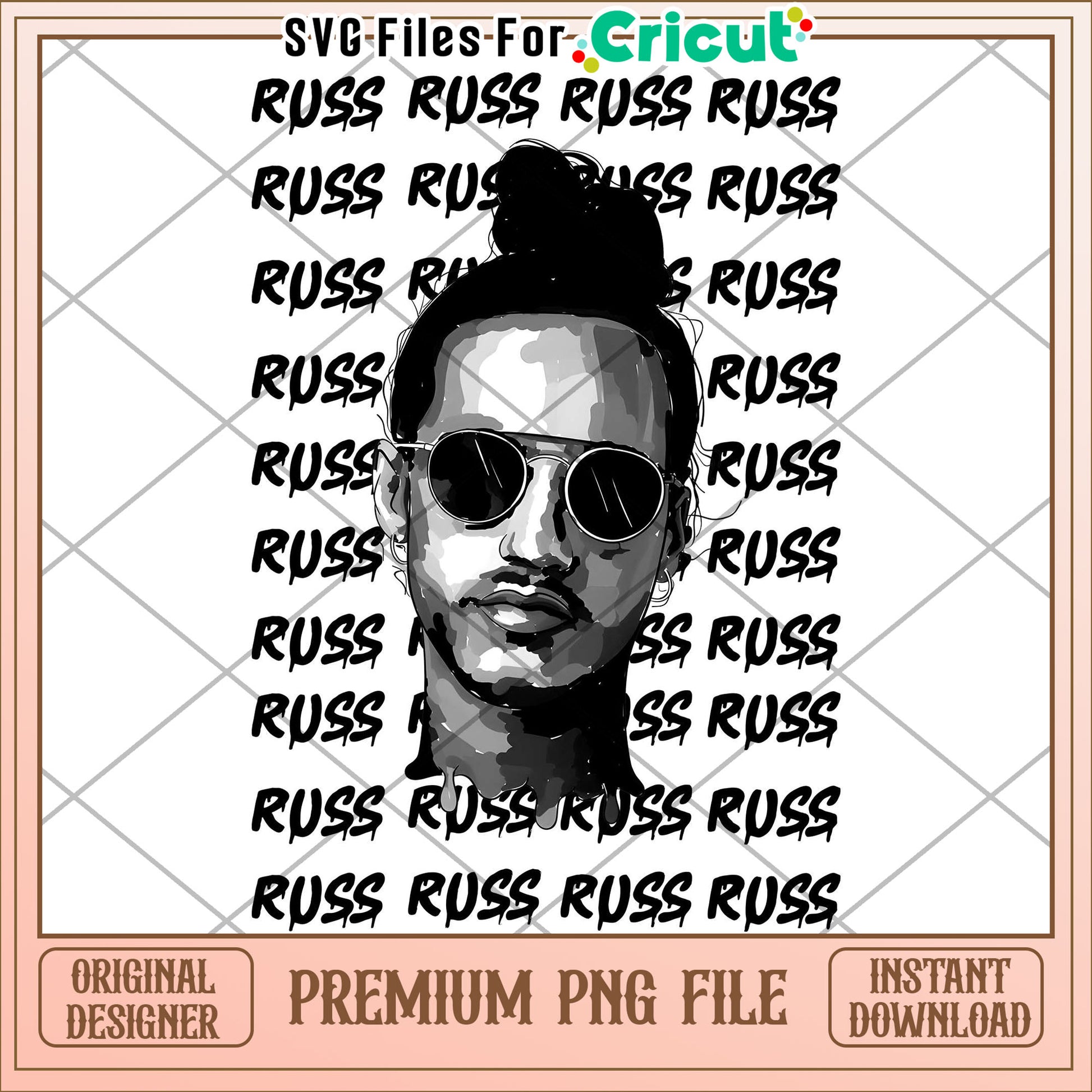 Russ rapper head png, russ face art png, hip hop headshot png