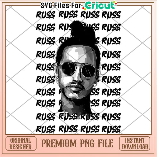 Russ rapper head png, russ face art png, hip hop headshot png
