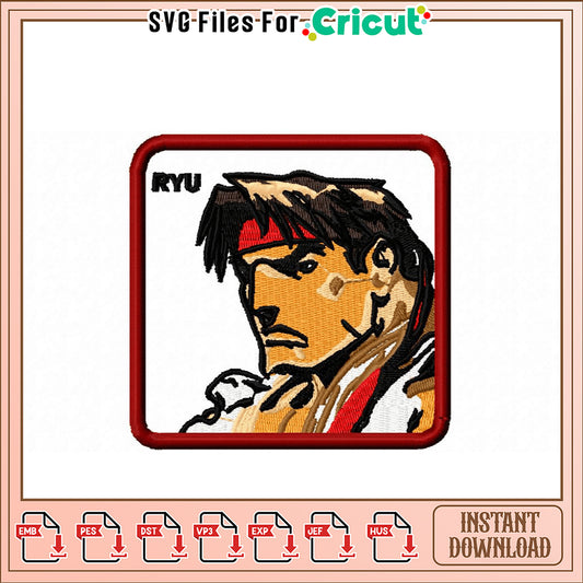 Ryu Embroidery Design Instant Download