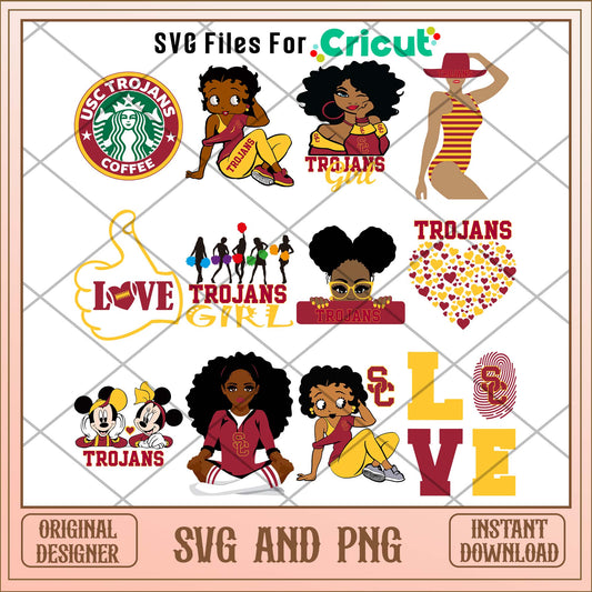 SC trojans girl svg, SC college football svg bundle, NCAA svg