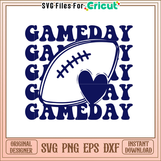SVG Game Day Football Heart Design for Fans