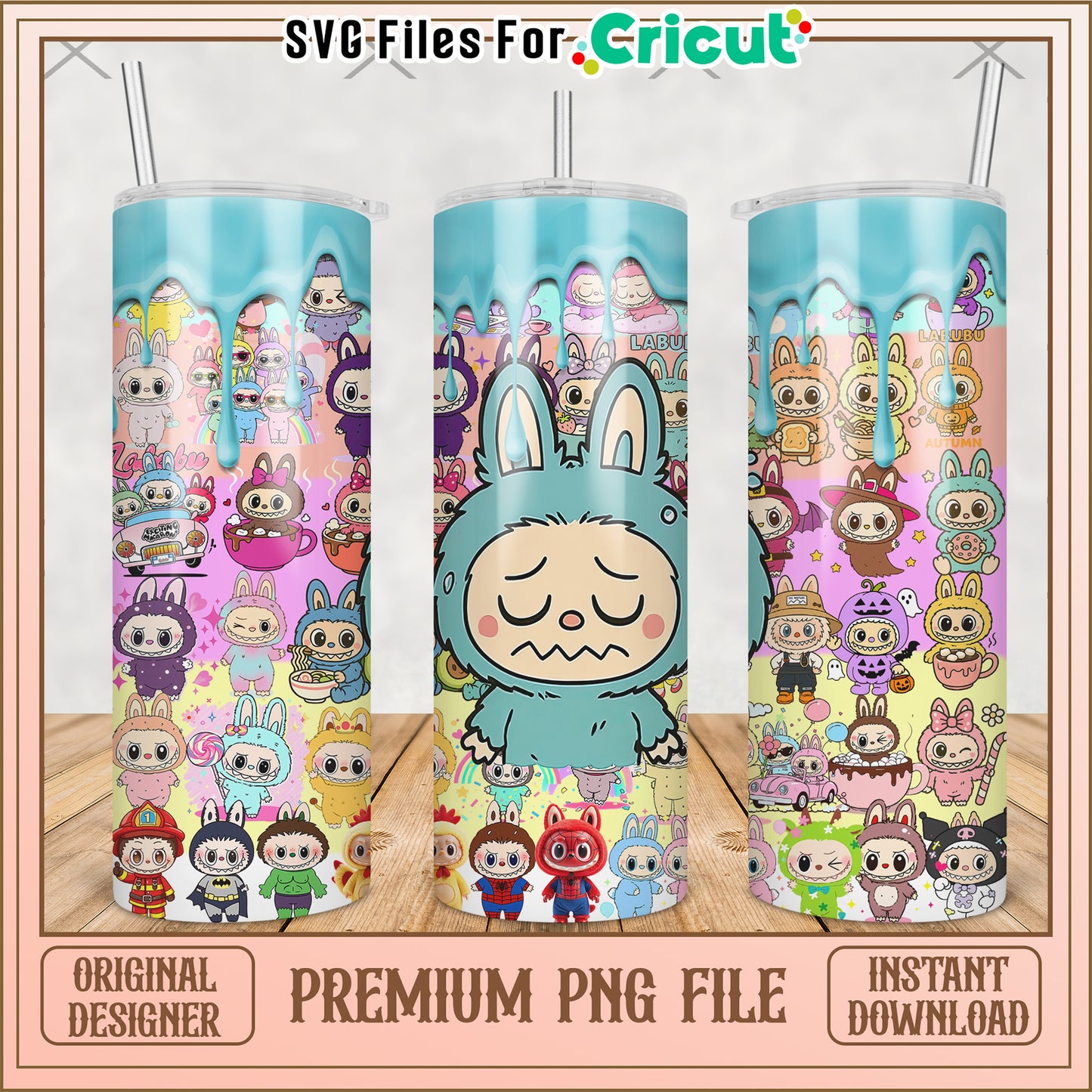 Sad blue labubu tumbler png, labubu doll png, labubu toys png