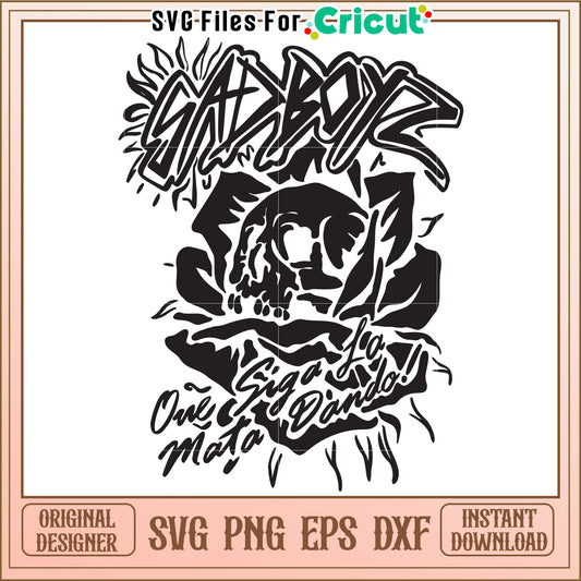 Sad boyz black rose design svg, dark floral aesthetic svg, moody streetwear artwork svg