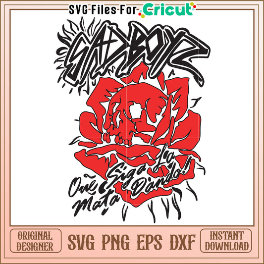 Sad boyz rose design svg, emotional flower artwork svg, moody aesthetic rose svg